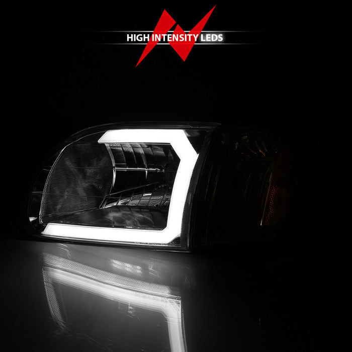 Anzo USA 111580 Crystal Headlight Set; Clear Lens; Chorme Housing; w/Light Bar; Pair; - Truck Part Superstore