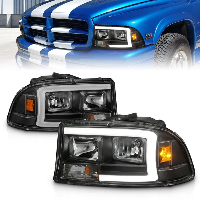 Anzo USA 111591 Crystal Headlight Set; Clear Lens; Black Housing; w/Light Bar; Pair; - Truck Part Superstore