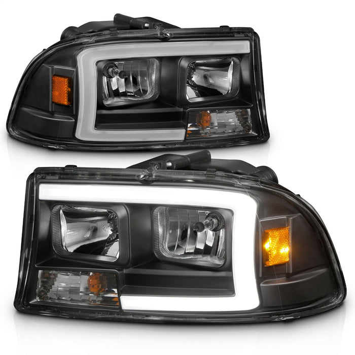 Anzo USA 111591 Crystal Headlight Set; Clear Lens; Black Housing; w/Light Bar; Pair; - Truck Part Superstore