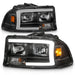 Anzo USA 111591 Crystal Headlight Set; Clear Lens; Black Housing; w/Light Bar; Pair; - Truck Part Superstore