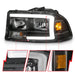 Anzo USA 111591 Crystal Headlight Set; Clear Lens; Black Housing; w/Light Bar; Pair; - Truck Part Superstore