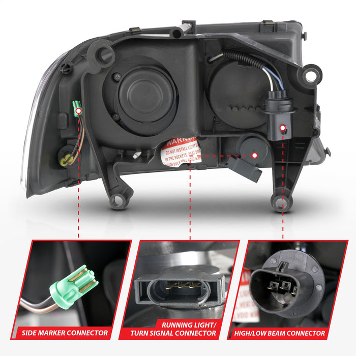 Anzo USA 111591 Crystal Headlight Set; Clear Lens; Black Housing; w/Light Bar; Pair; - Truck Part Superstore