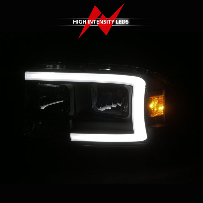 Anzo USA 111591 Crystal Headlight Set; Clear Lens; Black Housing; w/Light Bar; Pair; - Truck Part Superstore