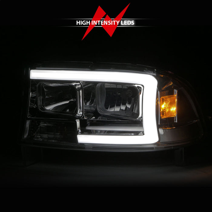 Anzo USA 111592 Crystal Headlight Set; Clear Lens; Chrome Housing; w/Light Bar; Pair; - Truck Part Superstore