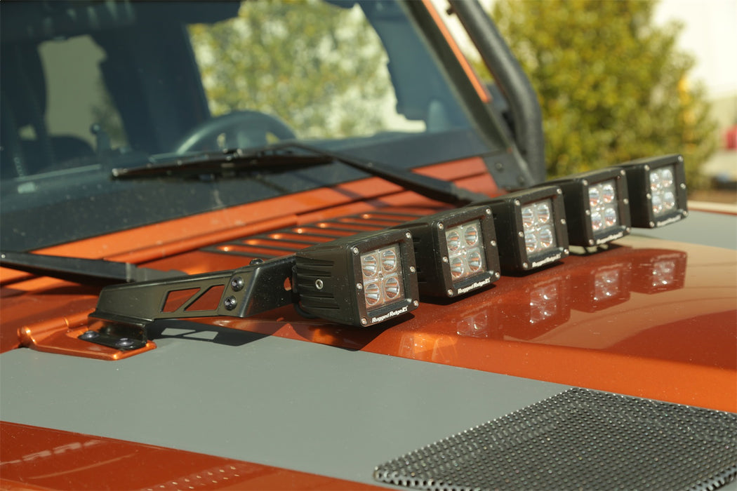 Rugged Ridge 11232.03 Hood Light Bar; Hood Mounted Light Bar; Gloss Black Powdercoat; - Truck Part Superstore