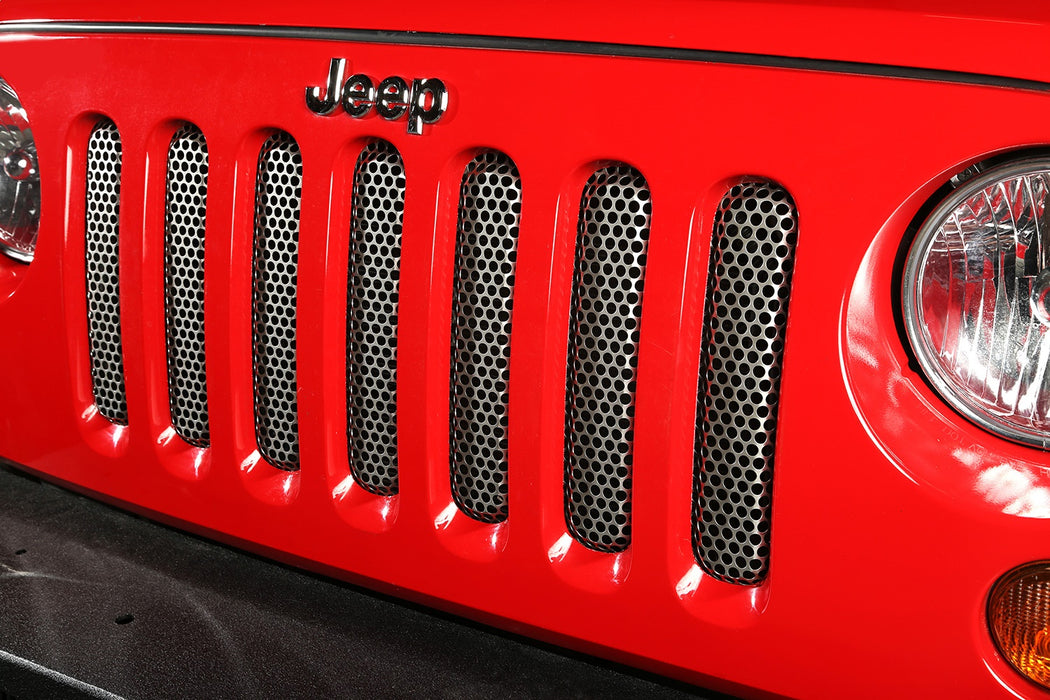 Rugged Ridge 11401.22 Grille Inserts; Satin Stainless Steel; Perforated; - Truck Part Superstore