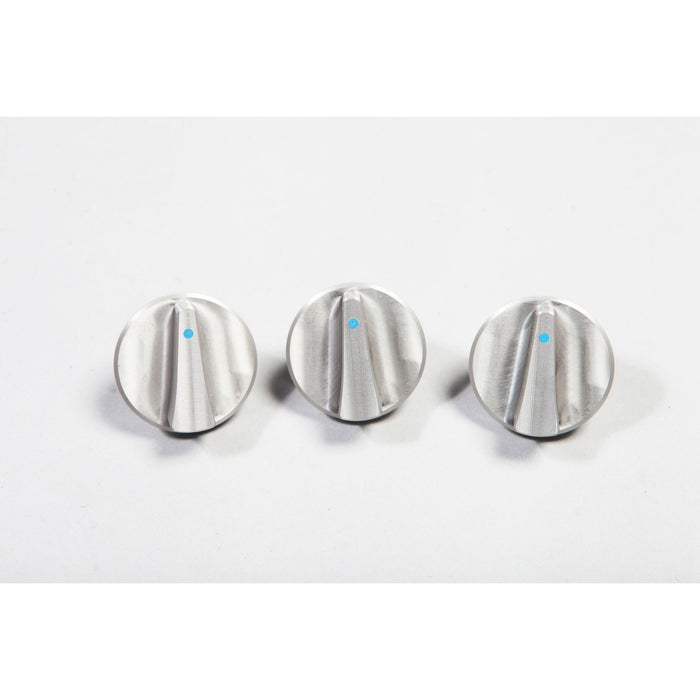 Rugged Ridge 11420.05 Climate Control Knob Set; 3 Piece; Billet Aluminum w/Blue Indicators; Push On; - Truck Part Superstore