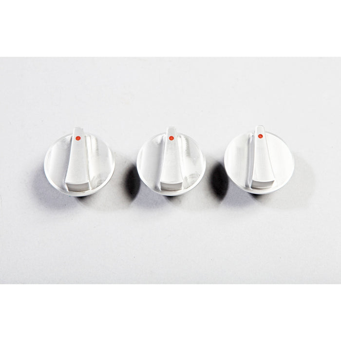Rugged Ridge 11420.06 Climate Control Knob Set; 3 Piece; Billet Aluminum w/Red Indicators; Push On; - Truck Part Superstore