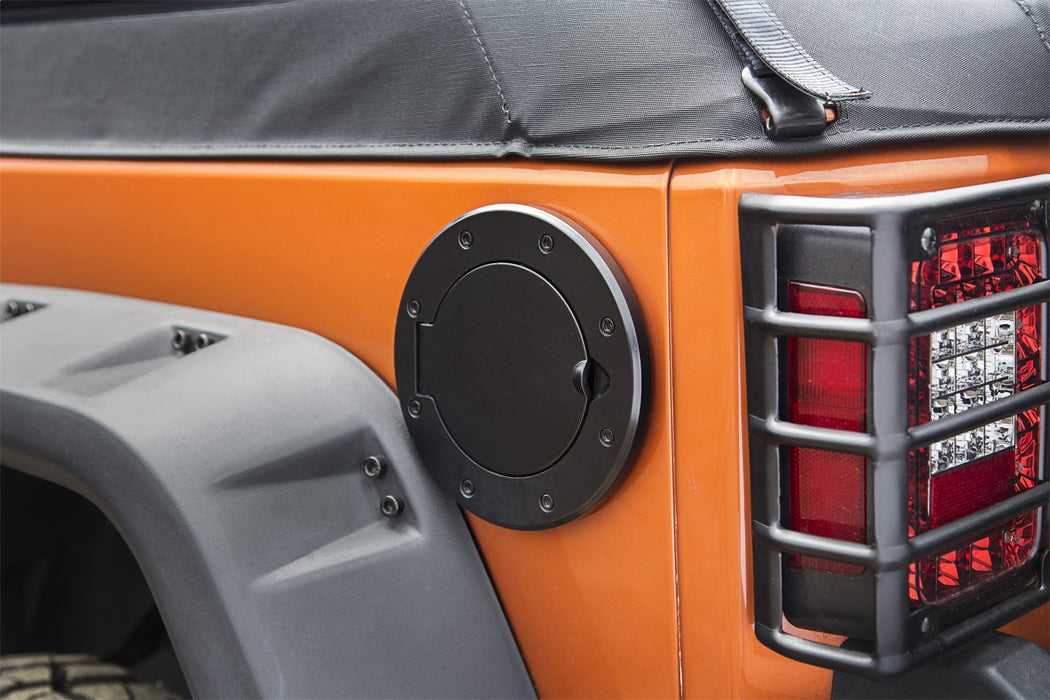 Rugged Ridge 11425.05 Billet Style Gas Cover; Black Aluminum; - Truck Part Superstore