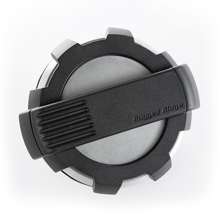 Rugged Ridge 11425.10 Elite Fuel Door; Brushed Aluminum; Non-Locking; - Truck Part Superstore