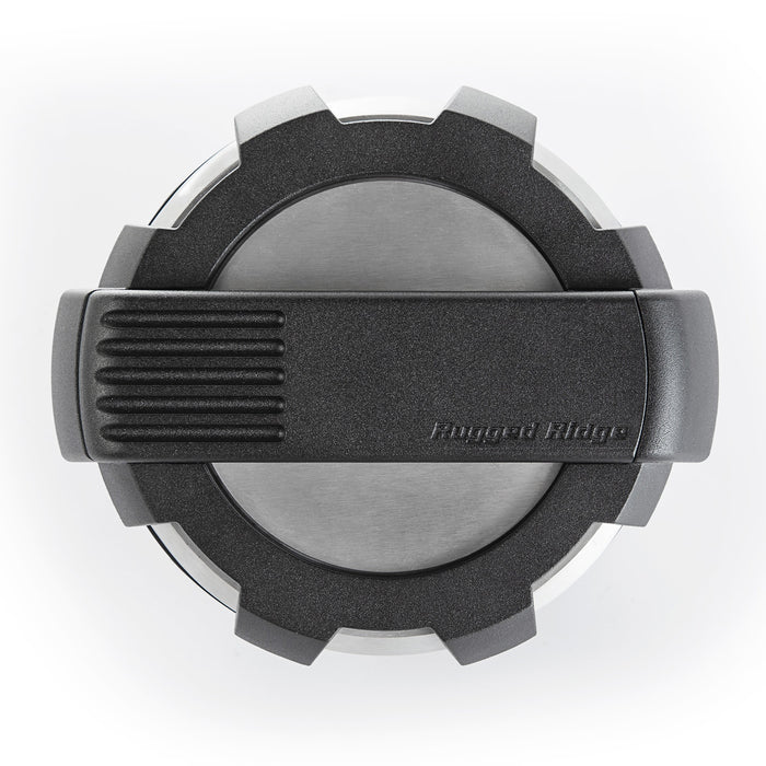 Rugged Ridge 11425.10 Elite Fuel Door; Brushed Aluminum; Non-Locking; - Truck Part Superstore