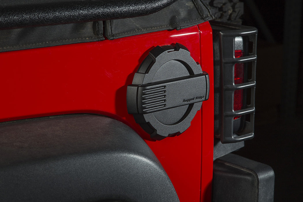Rugged Ridge 11425.12 Elite Fuel Door; Black; Non-Locking; - Truck Part Superstore