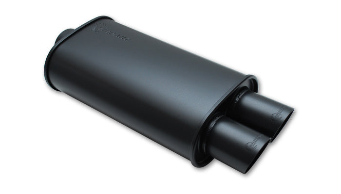 Vibrant Performance 1148 STREETPOWER Flat Black Oval Muffler with Dual Tips; 2.5 in. Inlet; w/5 in. Tip; - Truck Part Superstore