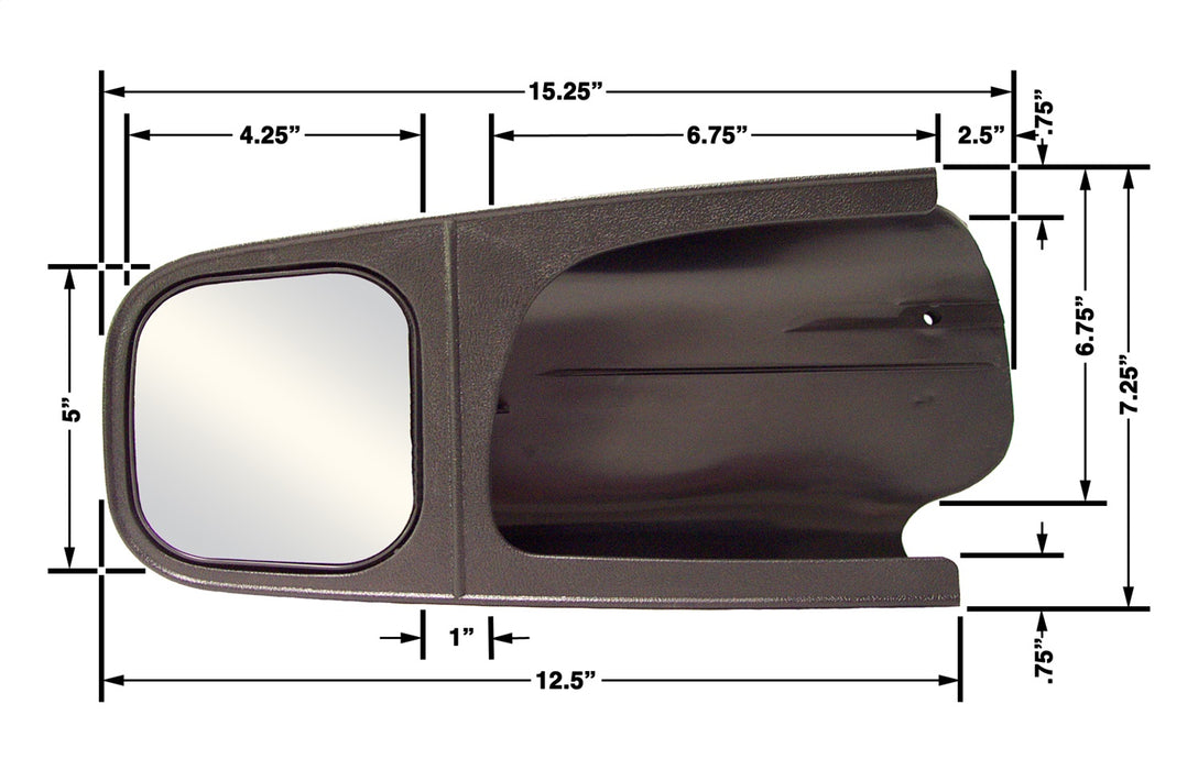 Cipa USA 11501 Custom Towing Mirror; LH(Driver) Side; Fits Fully Black Or Black w/Chrome-Cap; - Truck Part Superstore