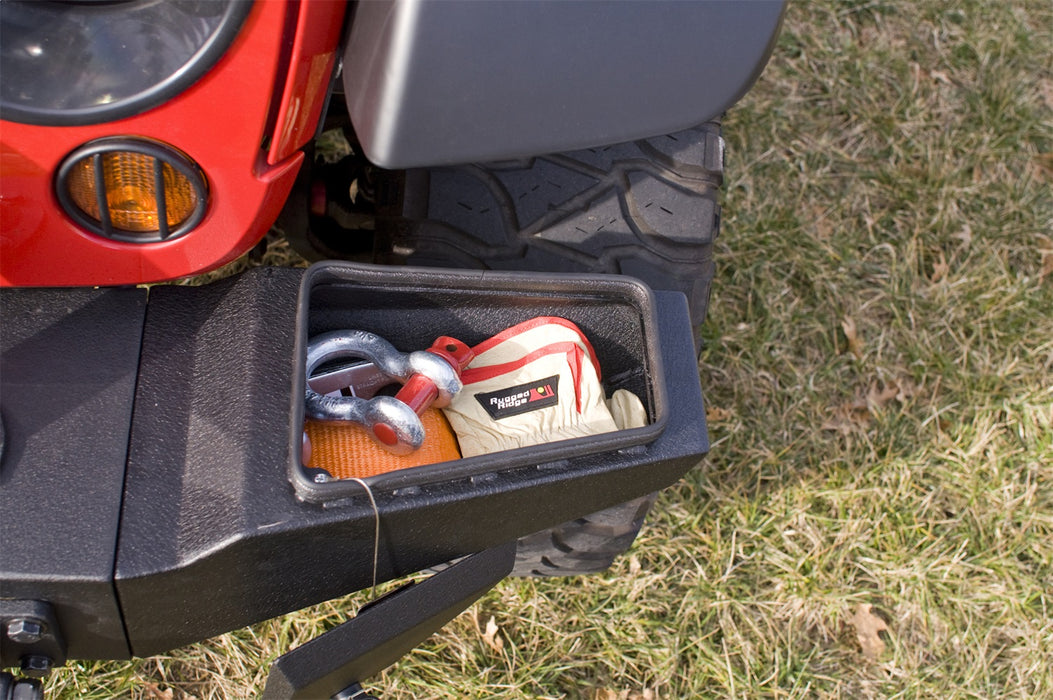 Rugged Ridge 11540.22 Xtreme Heavy Duty Bumper End Caps; Front; Storage Ends; Textured Black; - Truck Part Superstore