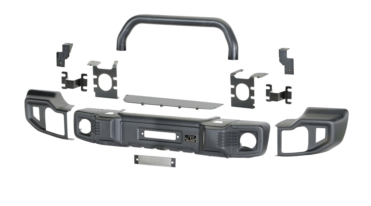 Rugged Ridge 11544.09 Spartacus Front Bumper Kit; Satin Black Stamped Steel; Incl. Over-Rider; - Truck Part Superstore