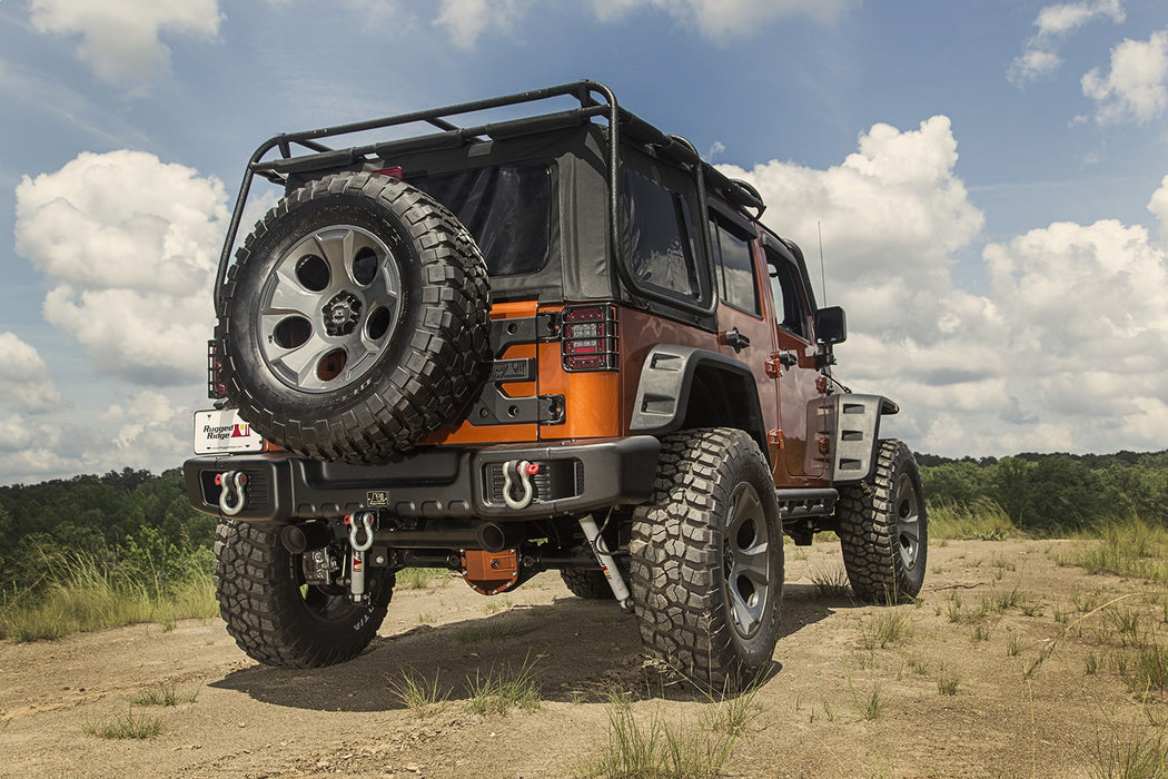 Rugged Ridge 11544.51 Spartacus Rear Bumper; Satin Black Stamped Steel; - Truck Part Superstore