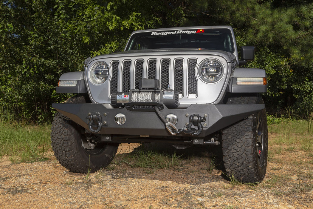 Rugged Ridge 11548.43 Spartan Front Bumper; Steel; w/o Overrider; Standard Ends; - Truck Part Superstore