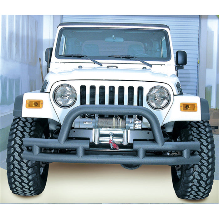 Rugged Ridge 11561.03 Front Bumper; w/Winch Cut Out; Textured Black; - Truck Part Superstore
