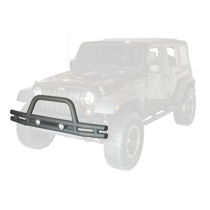 Rugged Ridge 11561.10 Front Tube Bumper; w/Riser; Textured Black; - Truck Part Superstore