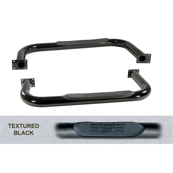 Rugged Ridge 11591.02 Side Tube Step; Textured Black; - Truck Part Superstore