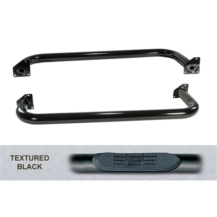 Rugged Ridge 11591.03 Side Tube Step; Textured Black; - Truck Part Superstore