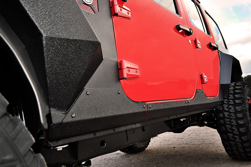 Rugged Ridge 11615.10 XHD Armor Cladding; Rocker Guards; Textured Black Powder Coat; - Truck Part Superstore
