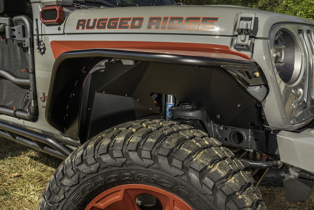 Rugged Ridge 11615.61 Inner Fender Liner; Front; Aluminum; Black; - Truck Part Superstore