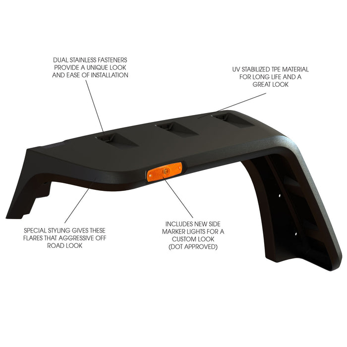 Rugged Ridge 11640.09 Hurricane Fender Flare Kit; Textured; - Truck Part Superstore