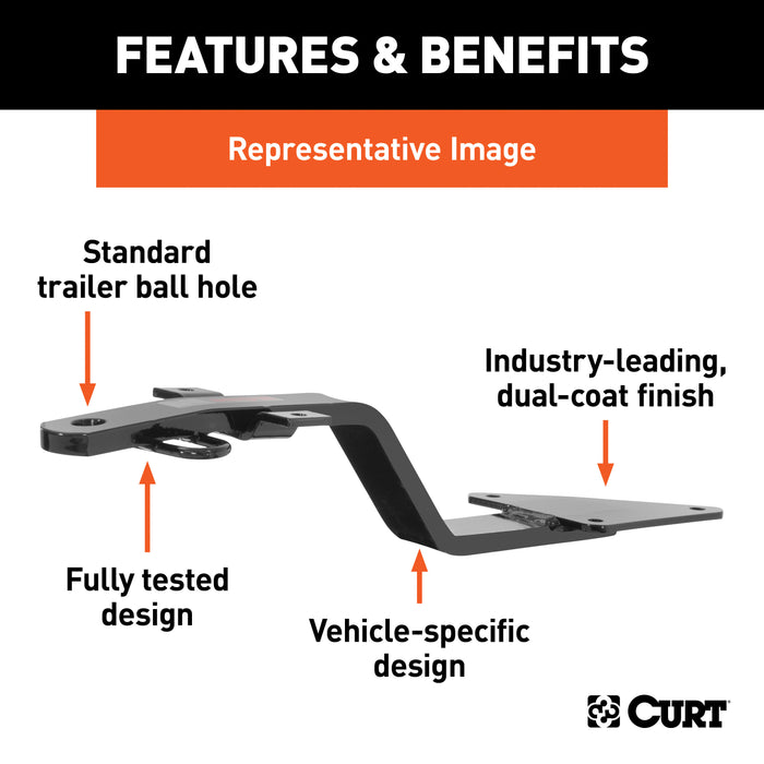 CURT 11649 Class 1 Fixed-Tongue Trailer Hitch with 3/4in. Trailer Ball Hole - Truck Part Superstore