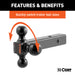 CURT 45652 Multi-Ball Mount (2in. Hollow Shank; 1-7/8in.; 2in./2-5/16in. Black Balls) - Truck Part Superstore