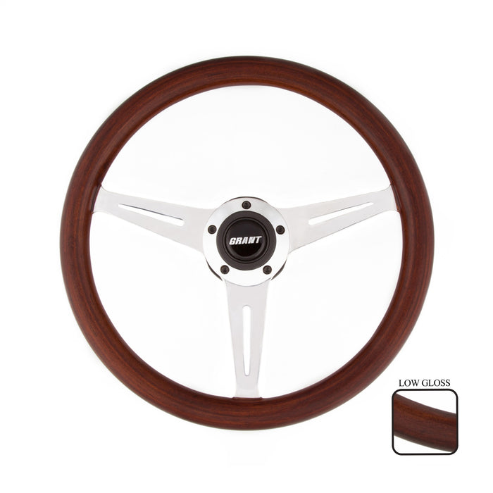 Grant 1190 Slotted Wood Steering Wheel; 14 in. Diameter; 3-Spoke Design; Low Gloss; - Truck Part Superstore