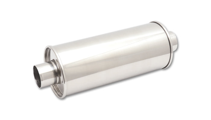 Vibrant Performance 1117 STREETPOWER Round Muffler; 2.25 in. Inlet/Outlet; Center/Center; w/5 in. Tip; - Truck Part Superstore