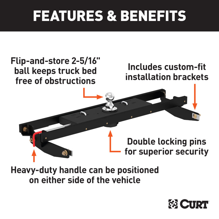 CURT 60710 Double Lock Gooseneck Hitch Kit w/Brackets; Select Silverado; Sierra 2500; 3500 - Truck Part Superstore