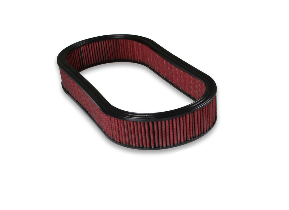 Holley 120-409 Replacement Air Filter; 17 in. X 9 in.; 2.5 in. Height; Red Washable; Oval; - Truck Part Superstore