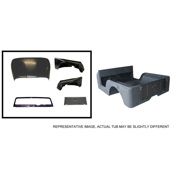 Omix 12001.13 Steel Body Kit; Incl. Body Tub/Hood/Fenders/Windshield Frame/Tailgate; - Truck Part Superstore
