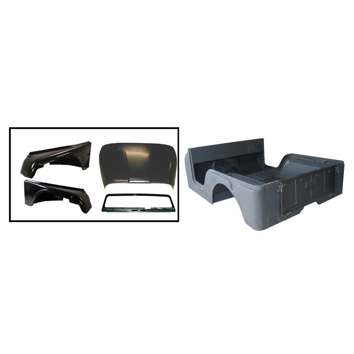 Omix 12001.16 Steel Body Kit; Incl. Body Tub/Hood/Fenders/Windshield Frame/Tailgate; - Truck Part Superstore