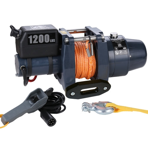 Bulldog Winch 12002 Hoist 1200 LB 12vDC Synthetic Rope Bulldog Winch - Truck Part Superstore