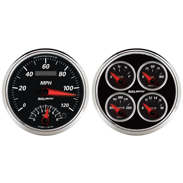AutoMeter 1204 2 PC. GAUGE KIT; 5in. QUAD/SPEEDOMETER; 240-33 O; DESIGNER BLACK II - Truck Part Superstore