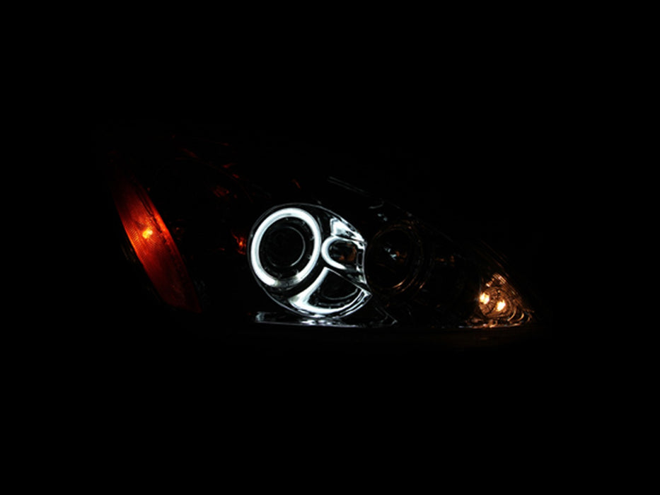 Anzo USA 121103 Projector Headlight Set w/Halo; Clear Lens; Chrome Housing; Pair; CCFL; - Truck Part Superstore