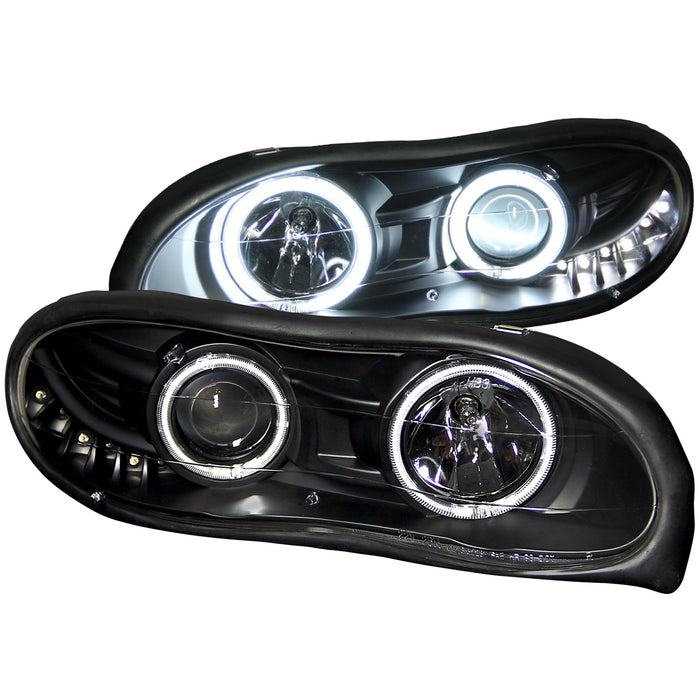 Anzo USA 121160 Projector Headlight Set w/Halo; Clear Lens; Black Housing; Pair; - Truck Part Superstore