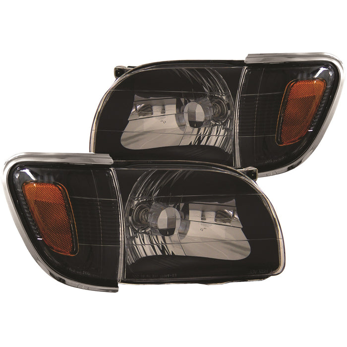 Anzo USA 121190 Crystal Headlight Set; Clear Lens; Black Housing; Pair; - Truck Part Superstore