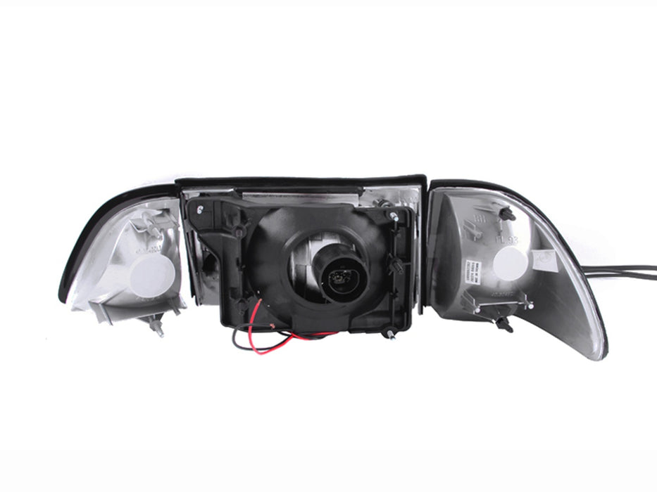 Anzo USA 121192 Crystal Headlight Set; Clear Lens; Black Housing; Pair; w/Corner Lights; - Truck Part Superstore