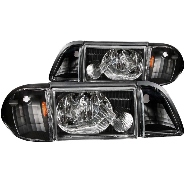 Anzo USA 121192 Crystal Headlight Set; Clear Lens; Black Housing; Pair; w/Corner Lights; - Truck Part Superstore