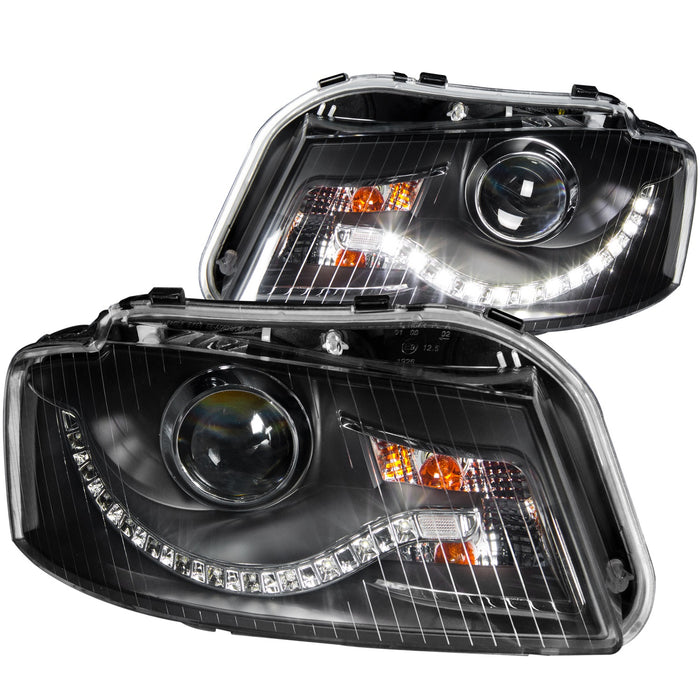 Anzo USA 121322 Projector Headlight Set; Clear Lens; Black Housing; Pair; R8 Style; - Truck Part Superstore