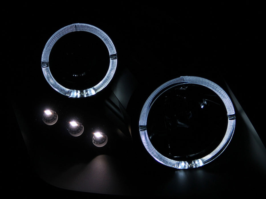 Anzo USA 121341 Projector Headlight Set w/Halo; Clear Lens; Black Housing; w/LED; Pair; - Truck Part Superstore