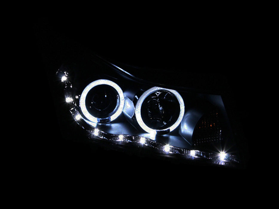 Anzo USA 121400 Projector Headlight Set w/Halo; Clear Lens; Black Housing; Pair; w/LED Eyebrow; - Truck Part Superstore