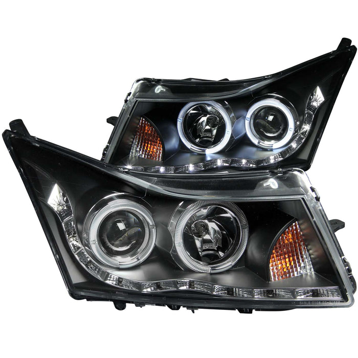 Anzo USA 121400 Projector Headlight Set w/Halo; Clear Lens; Black Housing; Pair; w/LED Eyebrow; - Truck Part Superstore