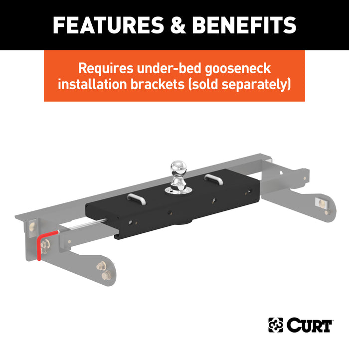 CURT 60611 Double Lock EZr Gooseneck Hitch; 2-5/16in. Ball; 30K (Brackets Required) - Truck Part Superstore