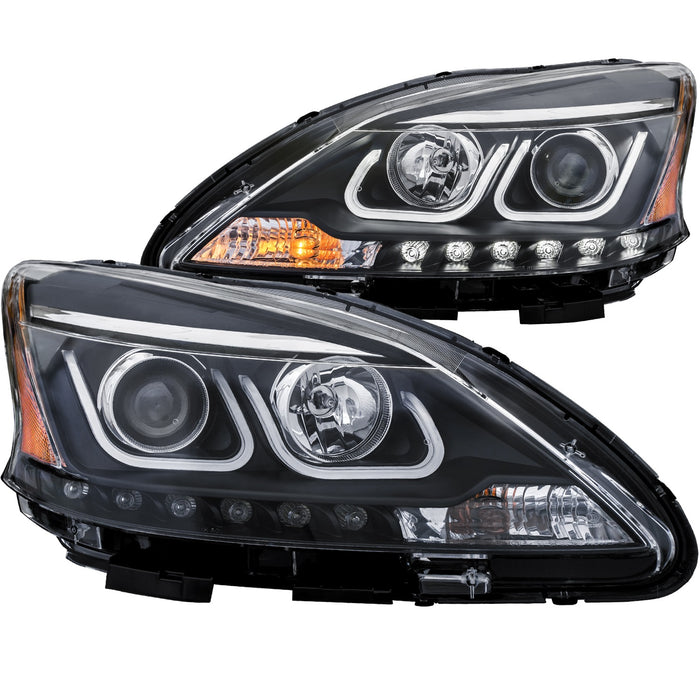 Anzo USA 121487 Projector Headlight Set; Clear Lens; Black Housing; Pair; w/U-Bar; - Truck Part Superstore